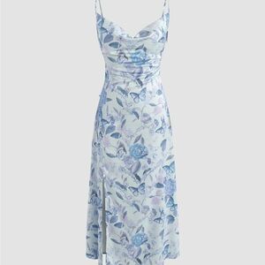 Cider Blue & White Patterned Maxi Dress